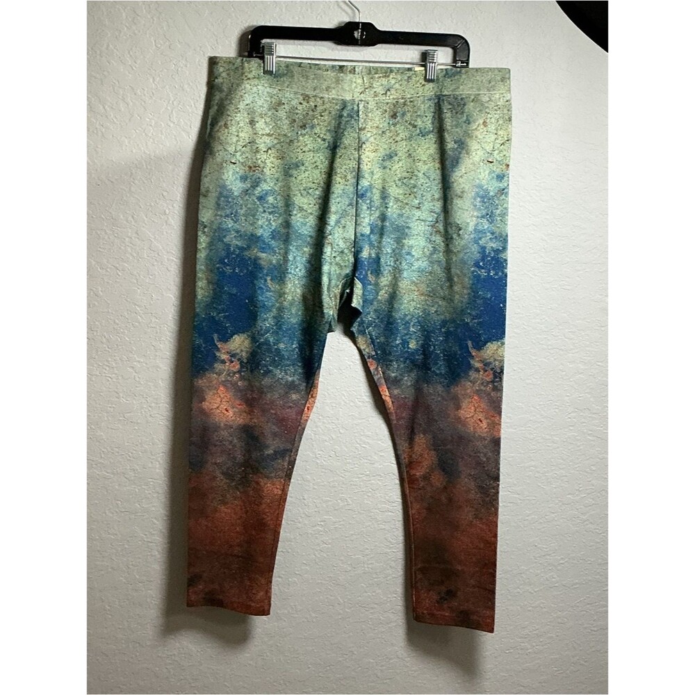 Soft Surroundings Ombre Tie-Dye Leggings in Blue, Green and Brown NWT